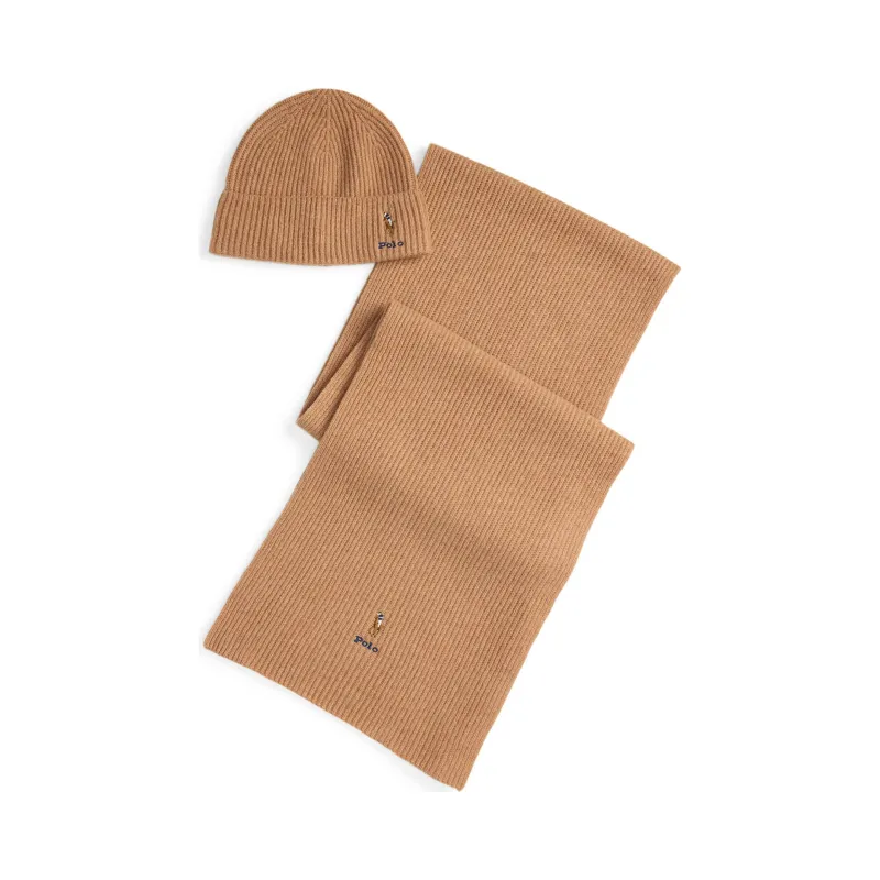 POLO RALPH LAUREN Wełniany szal + czapka