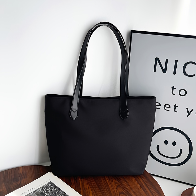 TEMU Leśna Torba Tote z Nylonu dla Kobiet - Lekka, z Zamkiem i Stałym Paskiem na Ramię - Minimalistyczna, Codzienna Torba Robocza z Poliestrową