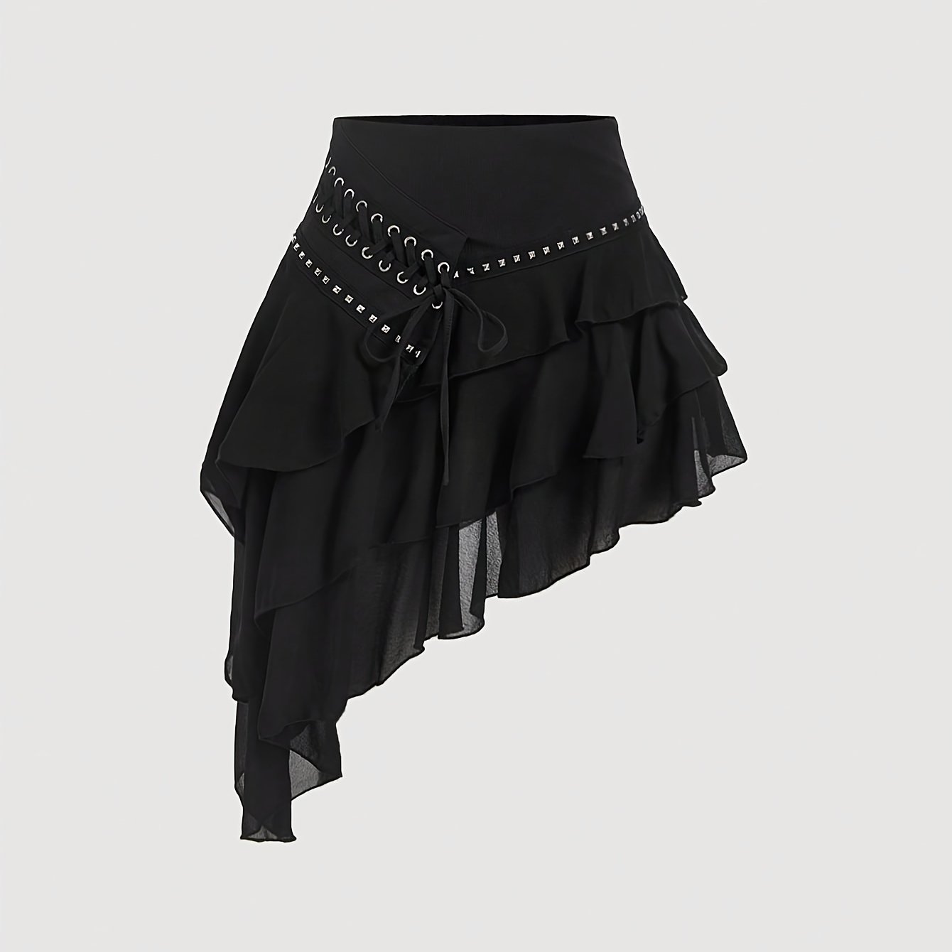 TEMU Asymetryczna spódnica damska z wielowarstwowymi falbanami, w stylu bohemy, idealna na wakacje, festiwale i niezobowiązujące wyjścia.