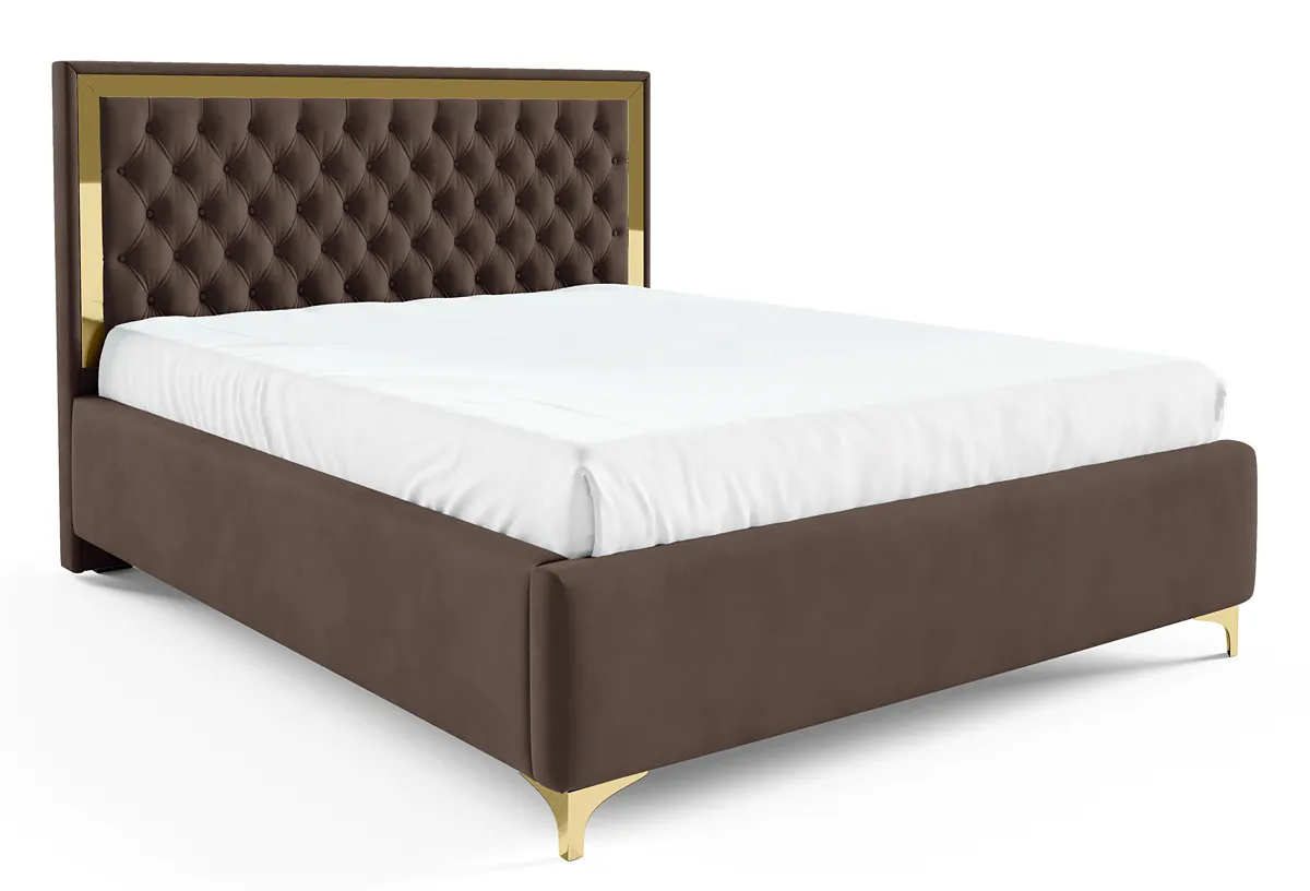 Brązowe łóżko pikowane w stylu glamour Z9-T94