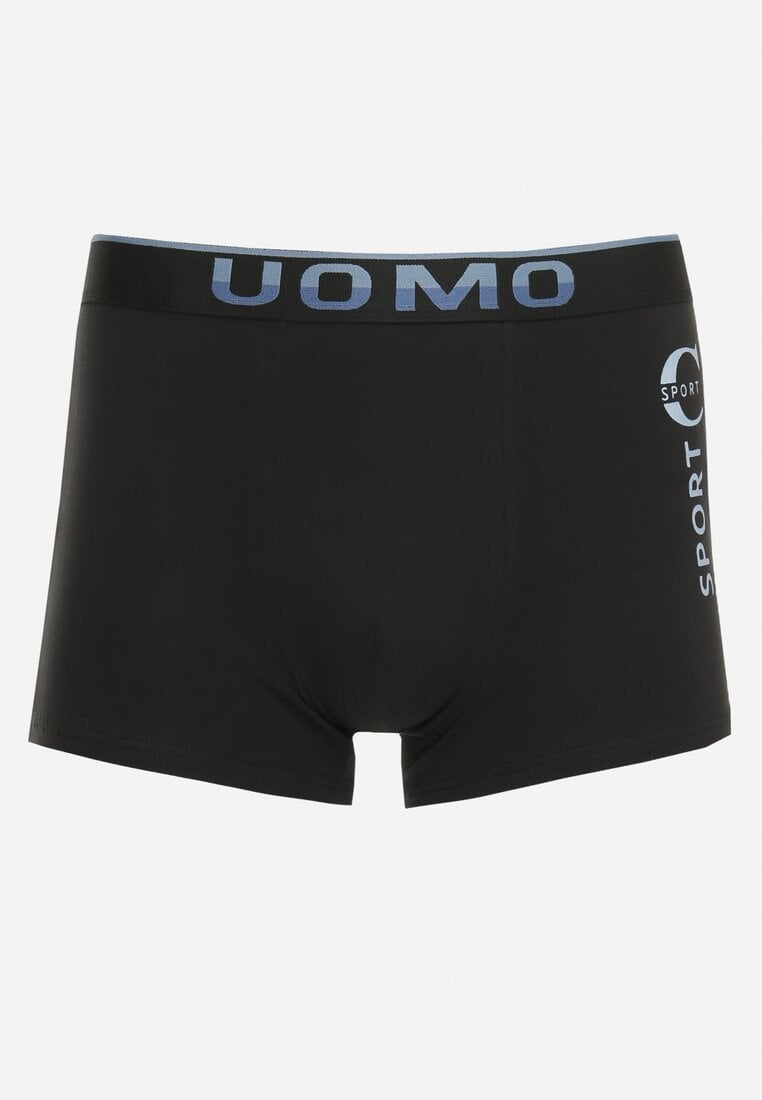 Ciemnoszare Gładkie Majtki Bokserki z Bawełny z Gumką i Napisem Klevista