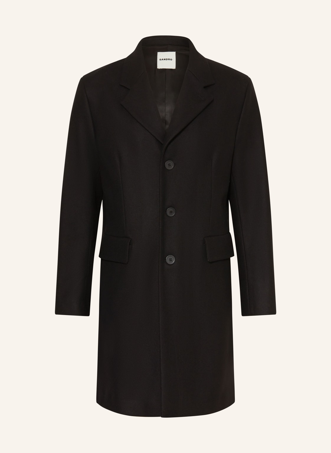 Sandro Płaszcz Wełniany schwarz