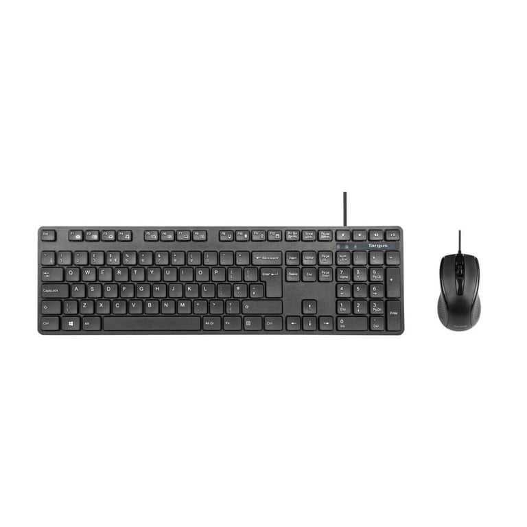 Targus AKM622FR klawiatura Dołączona myszka Uniwersalne USB AZERTY Francuski Czarny