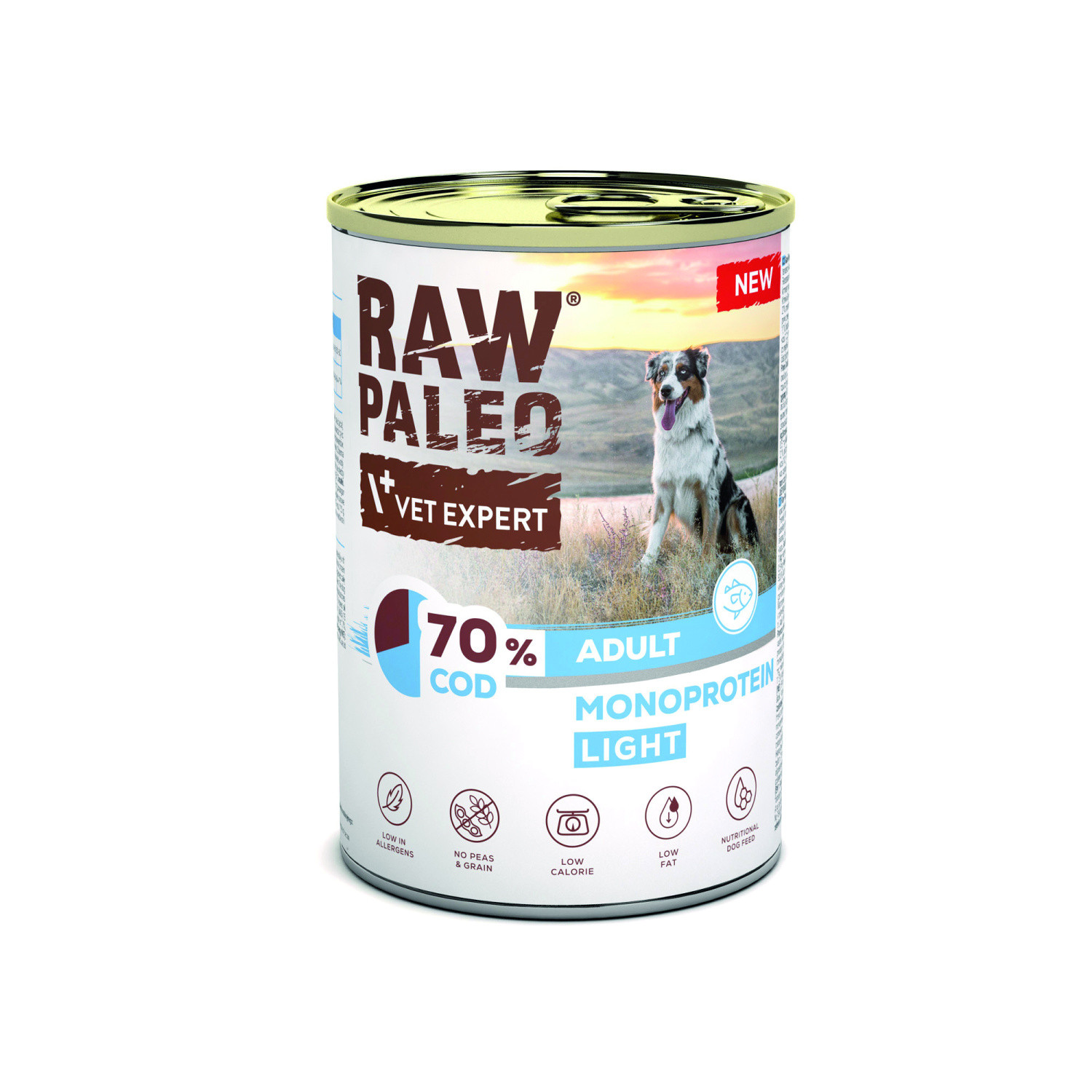 VETEXPERT Raw Paleo Cod Light Monoprotein - mokra karma dla psa - 400g