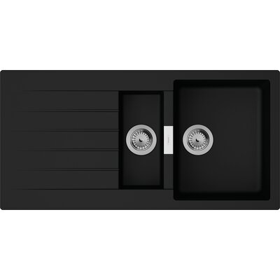 Zlewozmywak półtorakomorowy z ociekaczem HANSGROHE S52 43357170 Grafitowa czerń 50x100