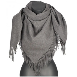 Chusta damska bawełniana jednokolorowa na prezent z frędzlami FGC szary