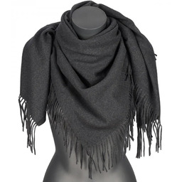 Chusta damska bawełniana jednokolorowa na prezent z frędzlami FGC-15 grafit