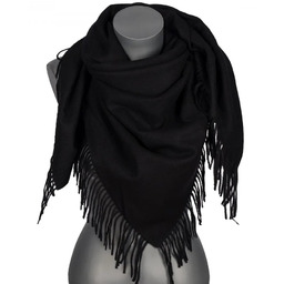 Chusta damska bawełniana jednokolorowa na prezent z frędzlami FGC-20 czarny