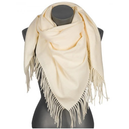 Chusta damska bawełniana jednokolorowa na prezent z frędzlami FGC-29 krem