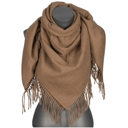Chusta damska bawełniana jednokolorowa na prezent z frędzlami FGC-40 ciemny beż