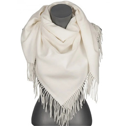 Chusta damska bawełniana jednokolorowa na prezent z frędzlami FGC-9 biały