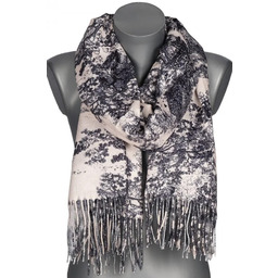 Szalik damski szal jesień-zima na prezent z frędzlami RC-22-2 czarny