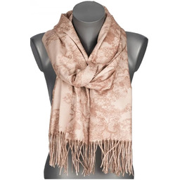 Szalik damski szal jesień-zima na prezent z frędzlami RC-22-6 beżowy