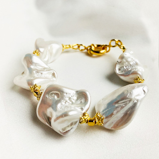 Perłowa Obfitość- Bransoleta z masywnych pereł