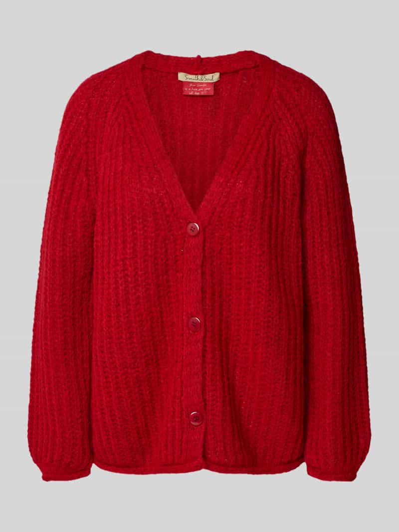 Kurtka z dzianiny z dekoltem w serek i listwą guzikową