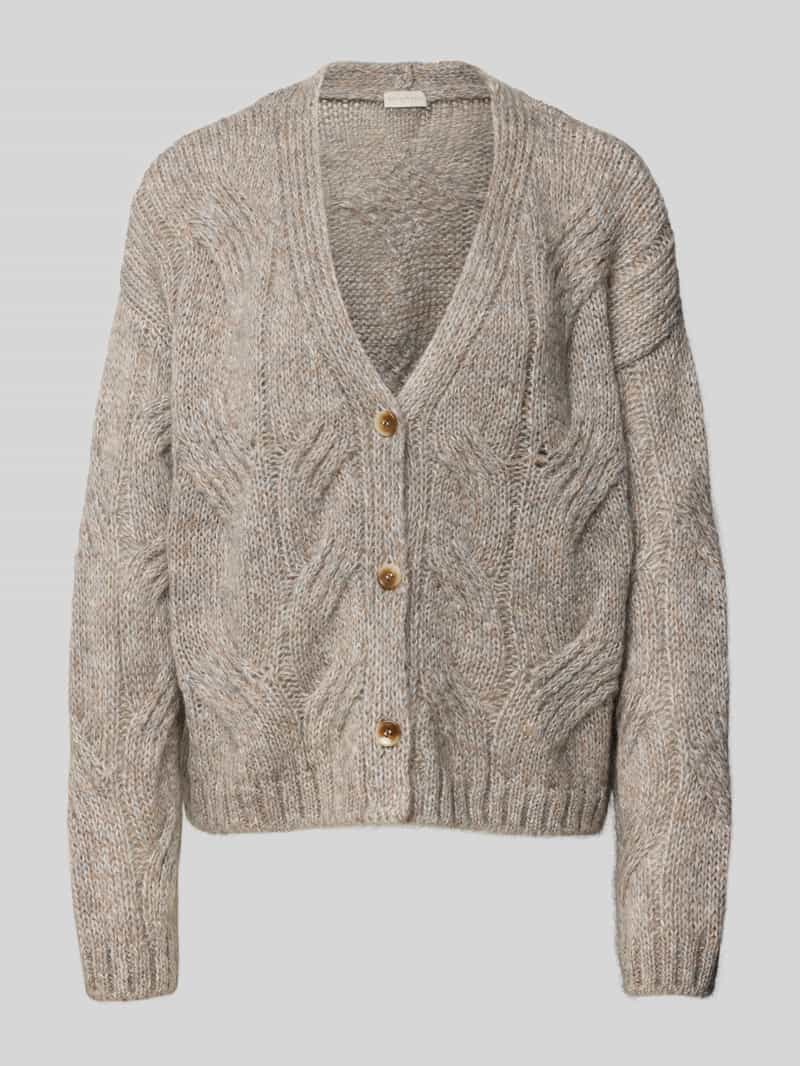 Kurtka z dzianiny z dekoltem w serek i listwą guzikową