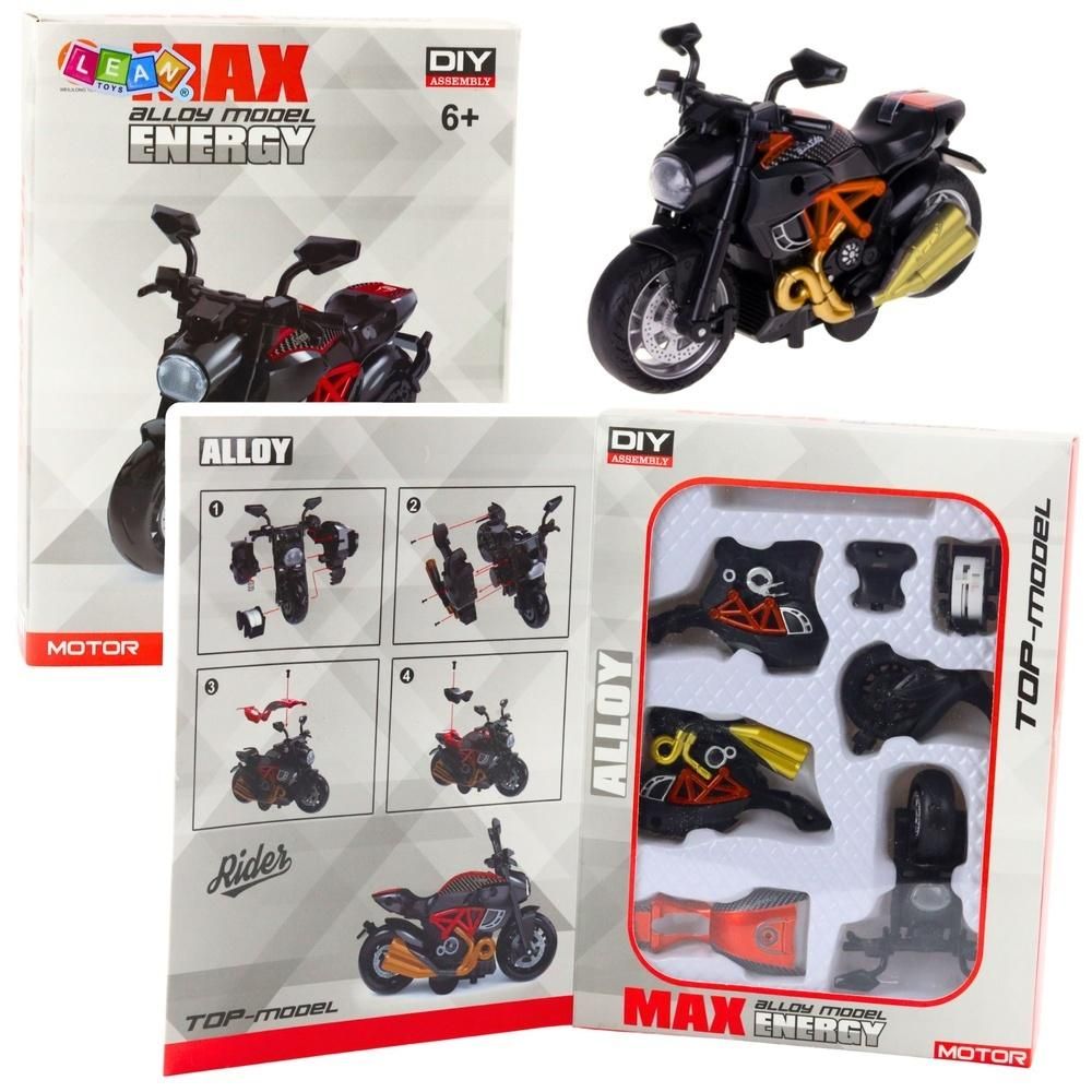 Motocykl do skręcania metalowy 114 czarno-pomar. - model lub pojazd