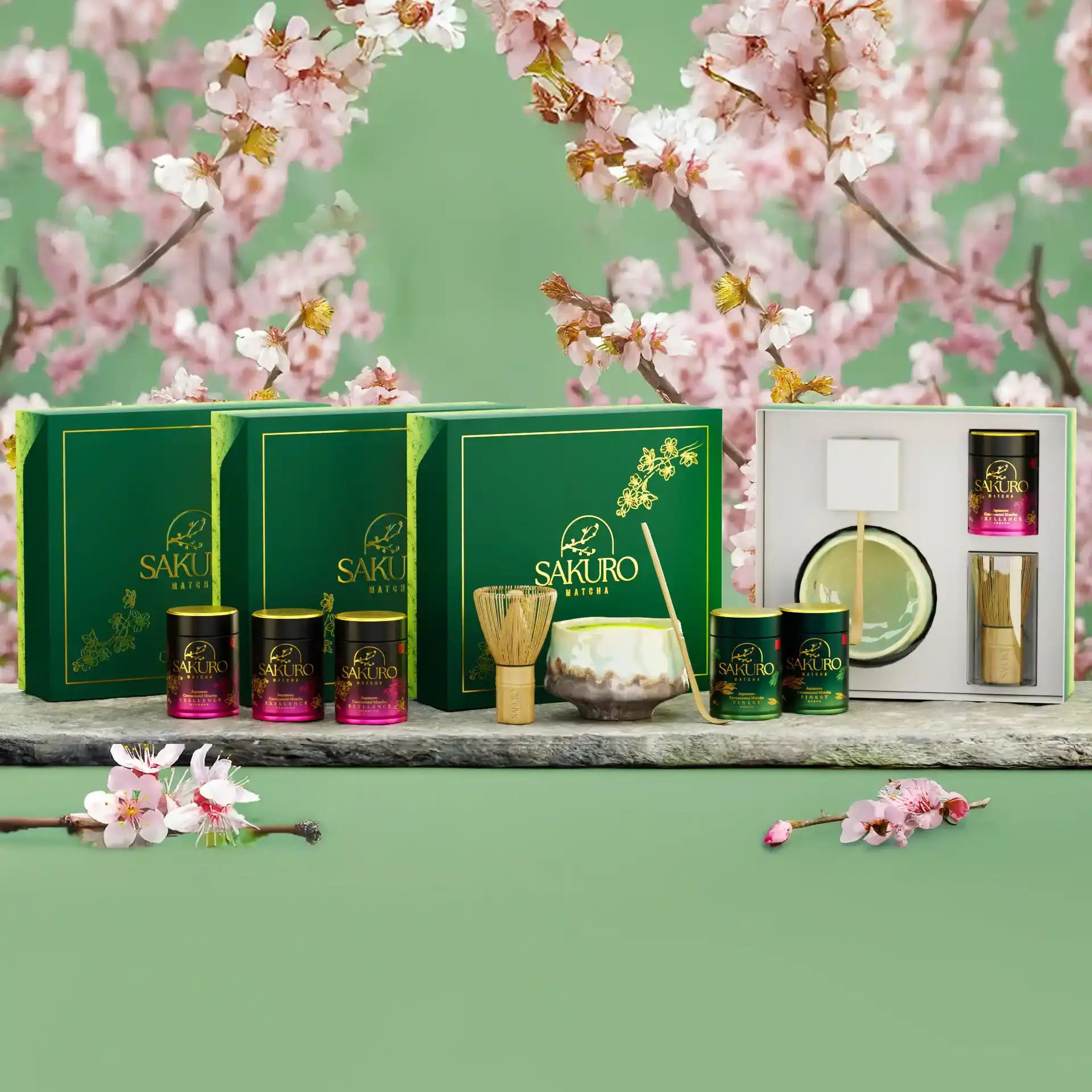 Zestaw Premium 3× Matcha Excellence 40g + 2× Matcha Finest 40g