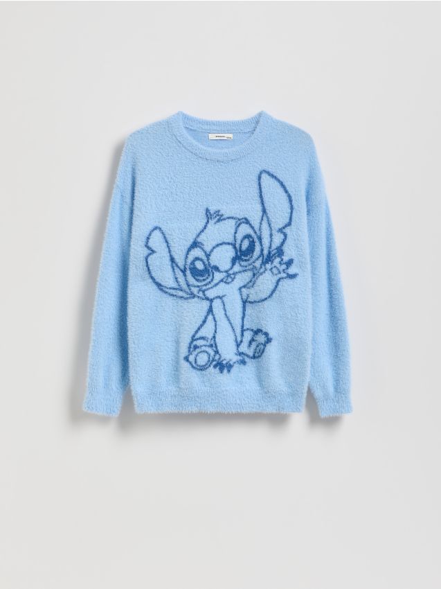 Reserved - Sweter Lilo i Stitch z wiskozą - jasnoniebieski