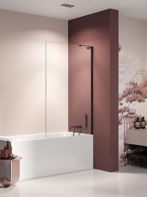 Parawan wannowy kolor czarny mat 80x150 P-0200-WL Nesta Black New Trendy