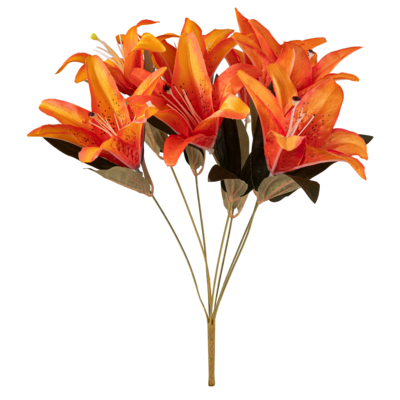 Lilia bukiet sztuczny 7 główek 45 cm pomarańcz