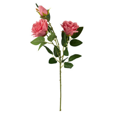 Kwiat sztuczny róża gałązka 61 cm różowy