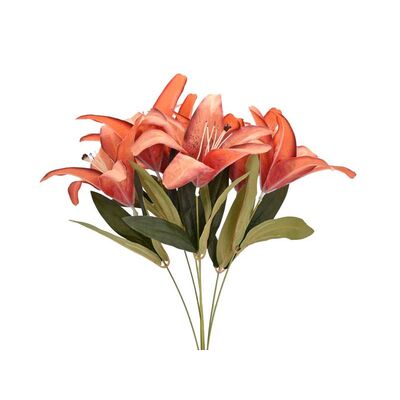 Lilia bukiet sztuczny 7 główek 45 cm pomarańczowy