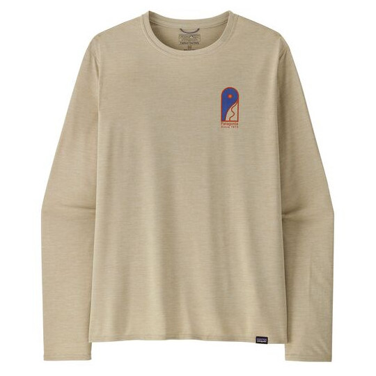 Koszulka męska Patagonia M's L/S Cap Cool Daily Graphic Shirt - Lands Rozmiar: XL / Kolor: beżowy