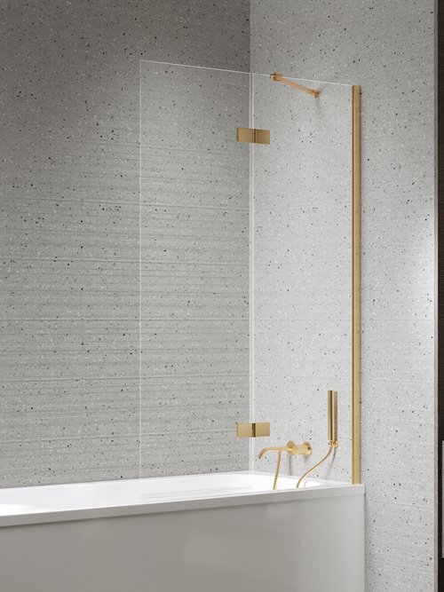 Parawan wannowy kolor złoty szczotkowany prawy 120x150 P-0250-WL Nesta Gold Brushed New Trendy