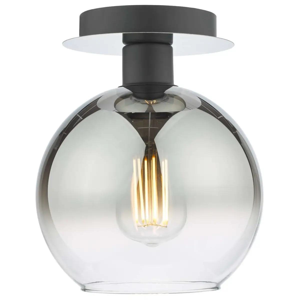 Szklana sufitowa lampa Lycia LYC0122 okrągła kula czarna przydymiona
