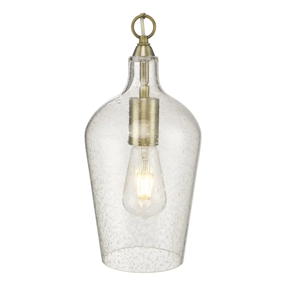 Wisząca lampa na łańcuchu Nida NID0175 dmuchane szkło mosiądz
