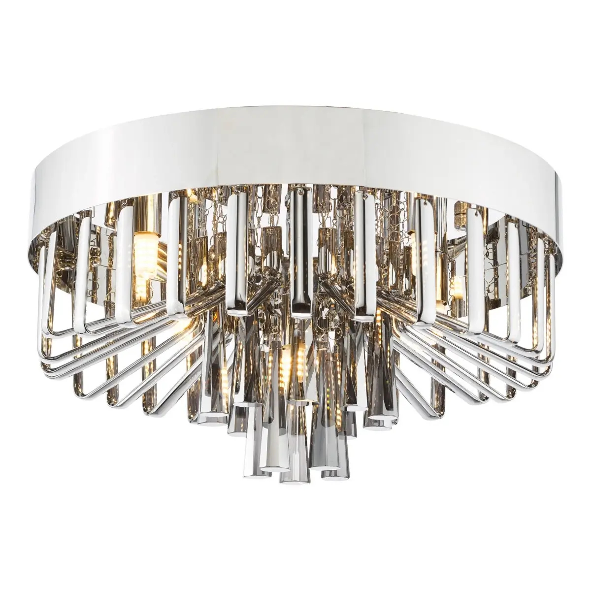 Sufitowa lampa okrągła Olin OLI5410 do jadalni szklana chrom przydymiona