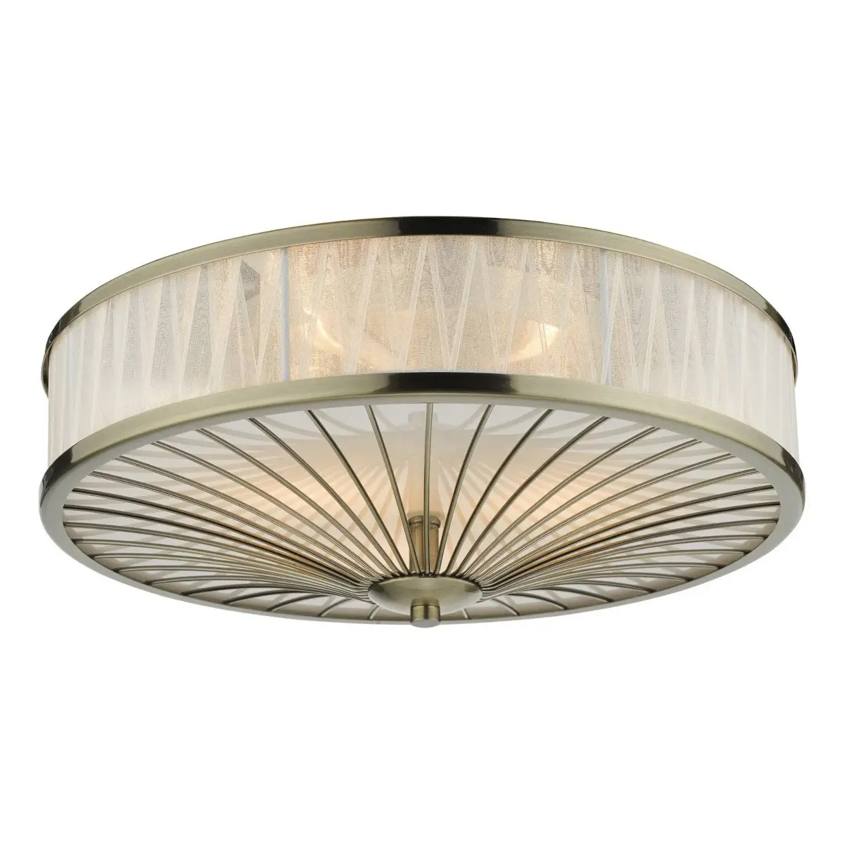 Antyczna lampa sufitowa Oslo OSL5075 okrągła kość słoniowa mosiądz