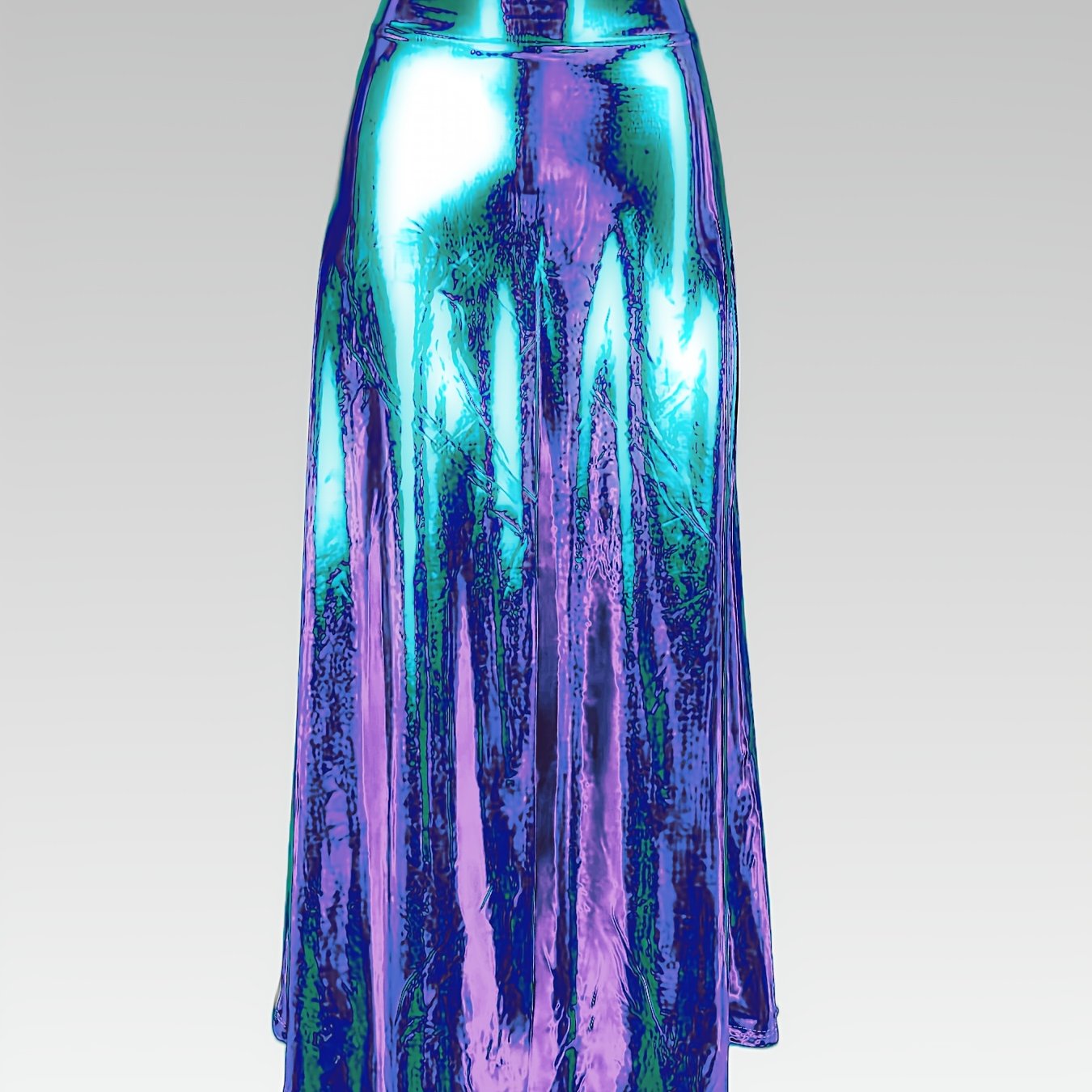 TEMU Damska Spódnica Maxi z Cekinami i Wysokim Stanem - Żywa Fioletowa, Rozkloszowany Dołek, Idealna na i Imprezy, Na Cały Rok, Strój Klubowy|Żywa