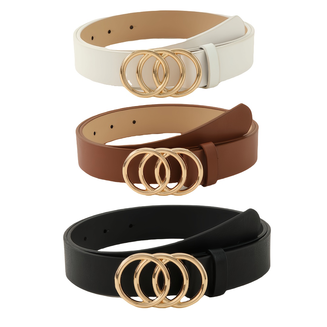 TEMU Pas Damski - Minimalistyczny Japońsko-Koreański Pas Uliczny, Elegancki Design z Pętlą, Wiele Kolorów (Beżowy/Czarny/Brązowy/Biały) do Jeansów,