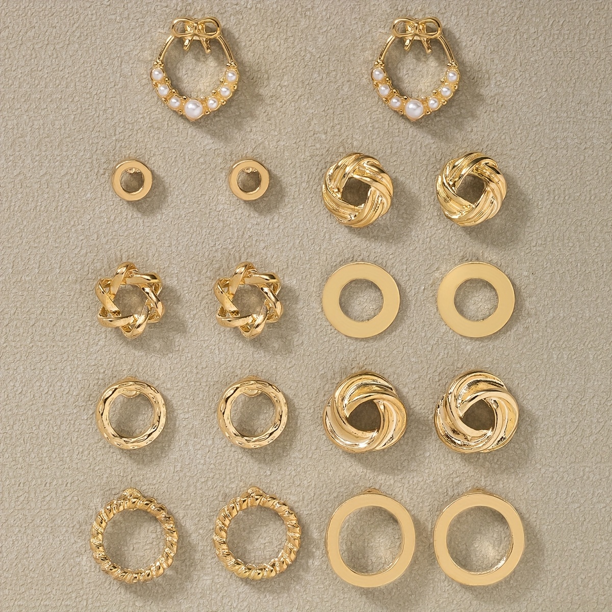 TEMU Zestaw 18 metalowych kolczyków, modne i proste kolczyki z imitacją perłowej gwiazdy dla codziennego noszenia przez kobiety oraz zestawy