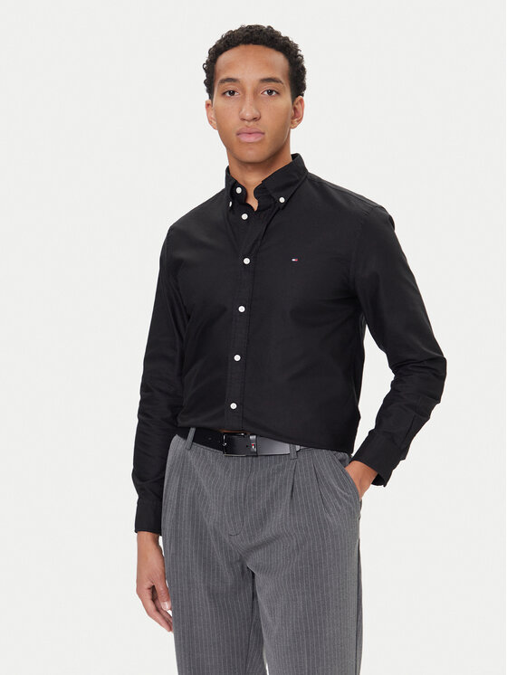 Tommy Hilfiger Koszula Solid Heritage MW0MW35774 Czarny Regular Fit