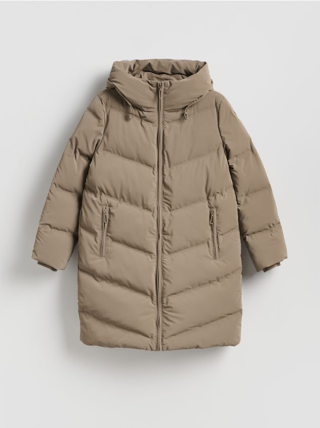 Reserved - Pikowany płaszcz - brązowy