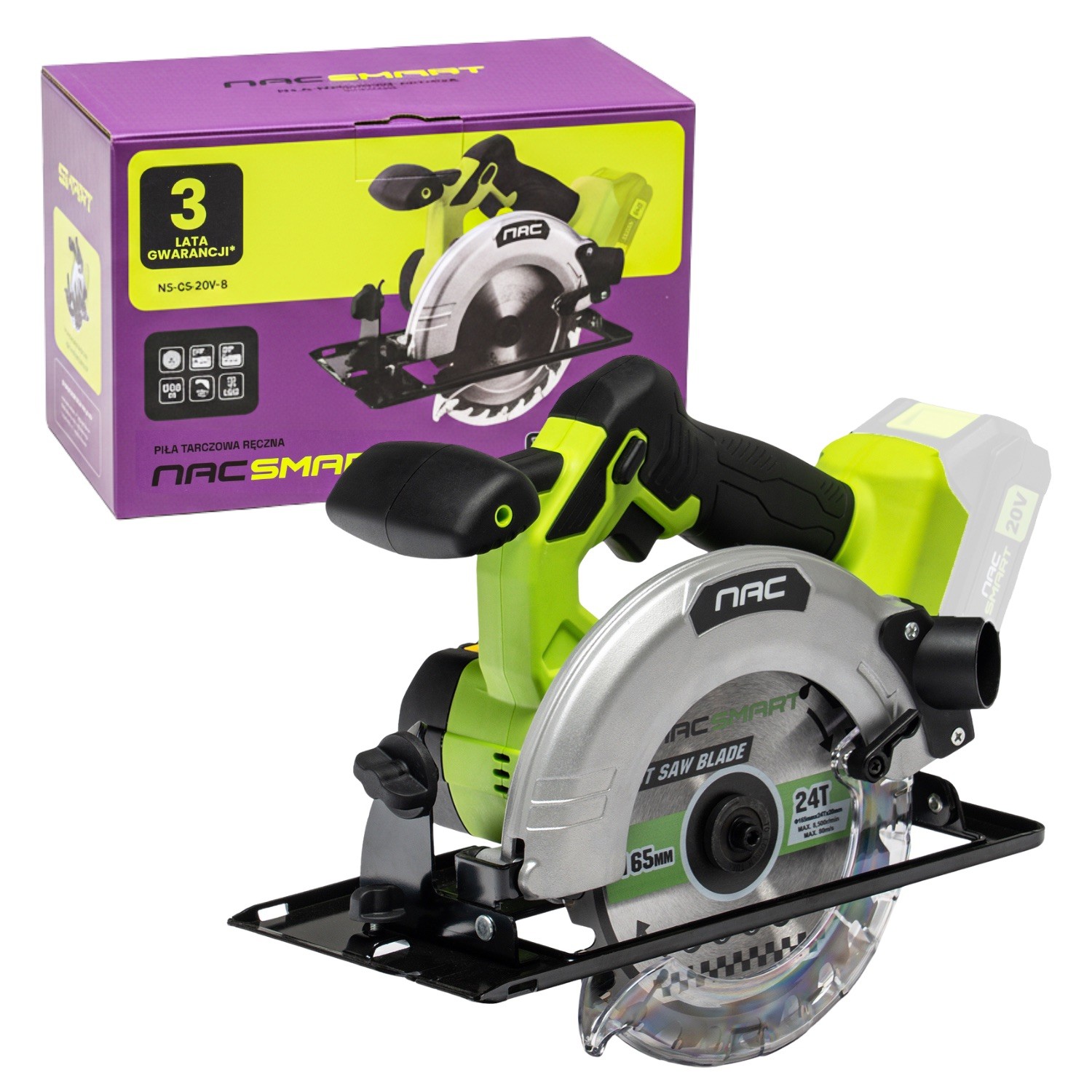 NAC SMART Akumulatorowa piła tarczowa ręczna 165 mm NS-CS-20V-B Body bez baterii