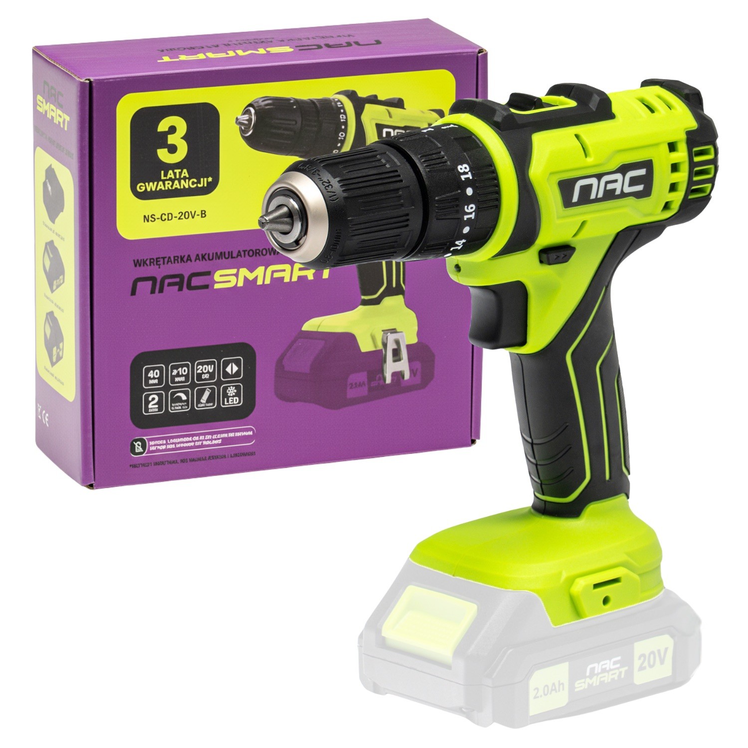 NAC Wkrętarka akumulatorowa 20V 40Nm NS-CD-20V-B Body bez baterii