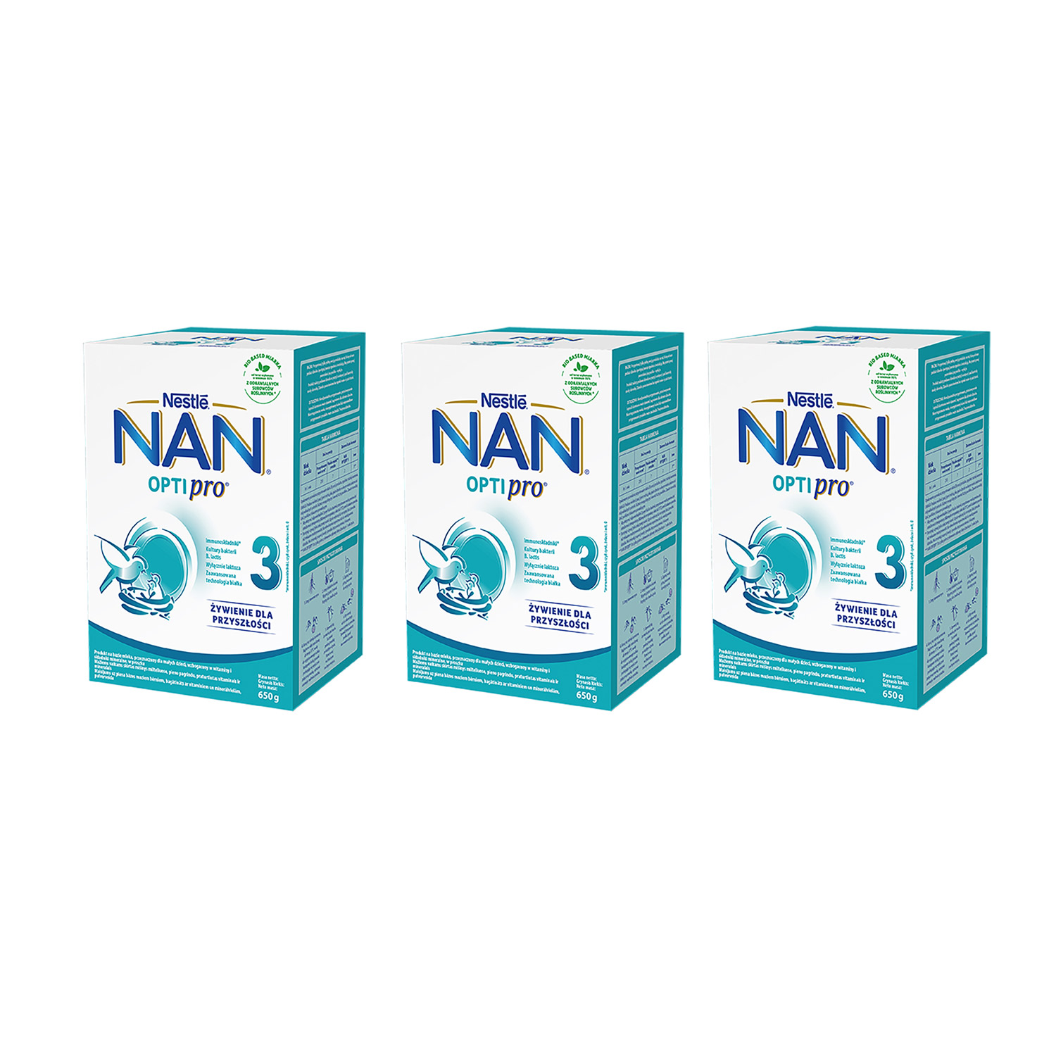 Zestaw Nestle NAN Optipro 3, mleko modyfikowane Junior dla dzieci po 1 roku, 3 x 650 g