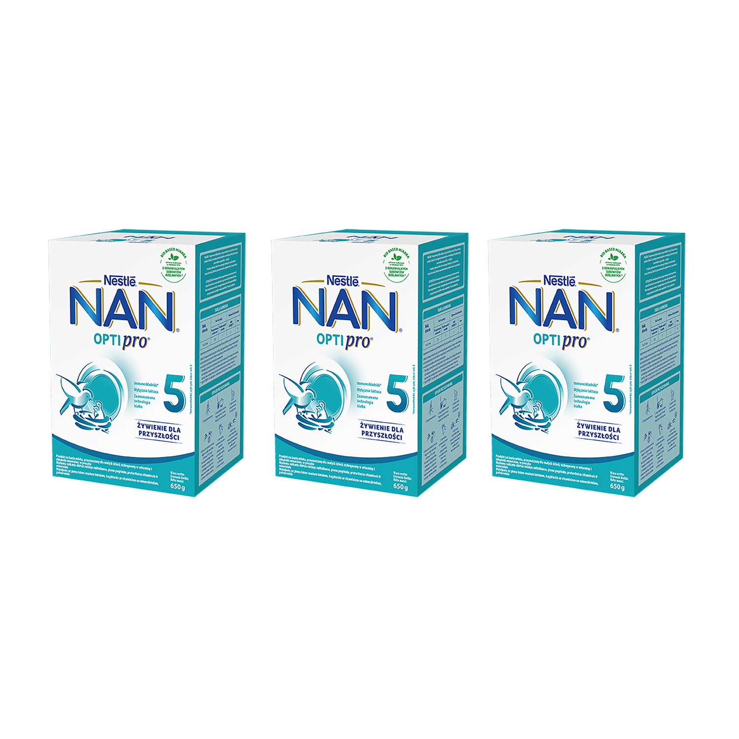 Zestaw Nestle NAN Optipro 5, mleko modyfikowane Junior dla dzieci po 2,5 roku, 3 x 650 g