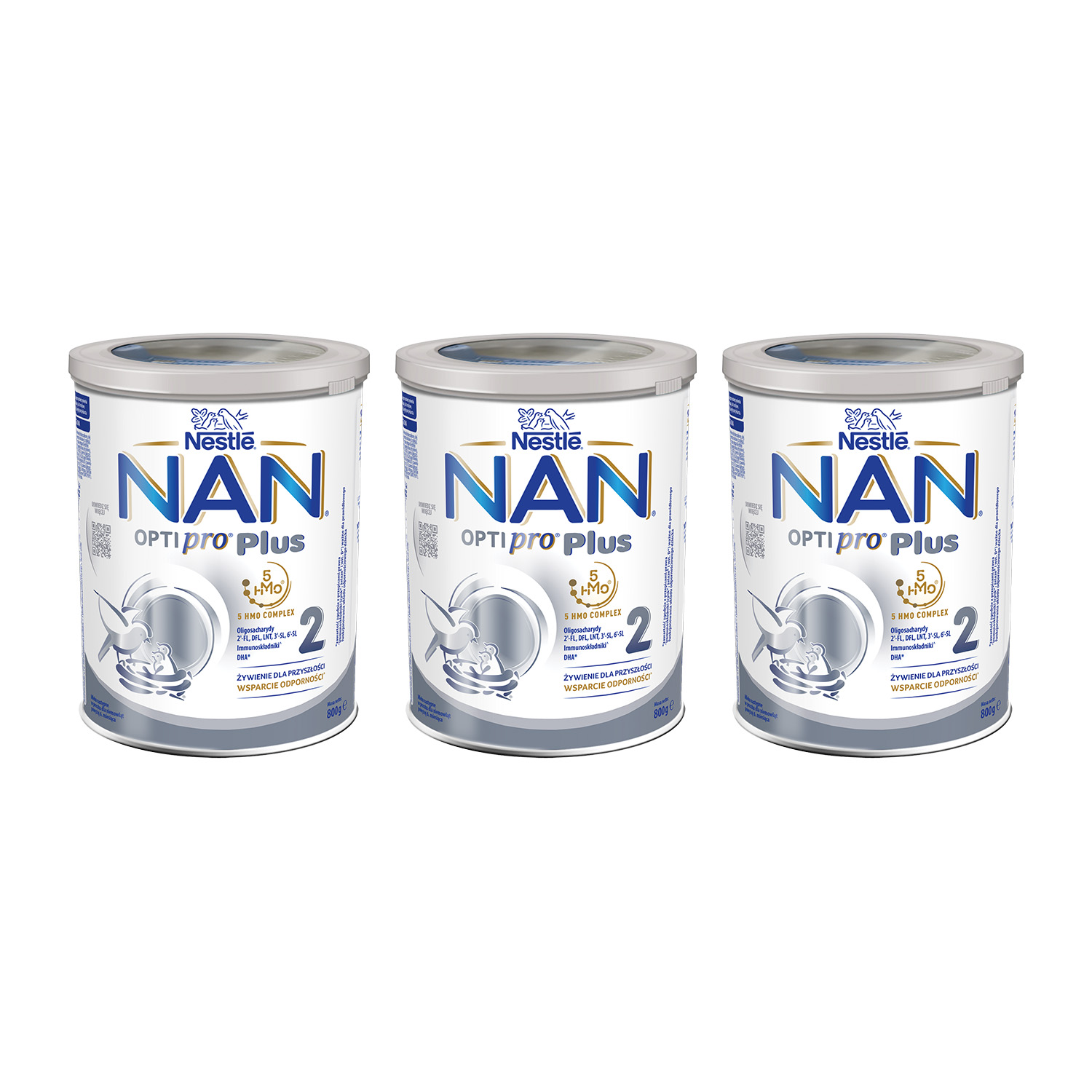 Zestaw Nestle NAN Optipro Plus 2 HM-O, mleko następne dla niemowląt powyżej 6 miesiąca, 3 x 800 g
