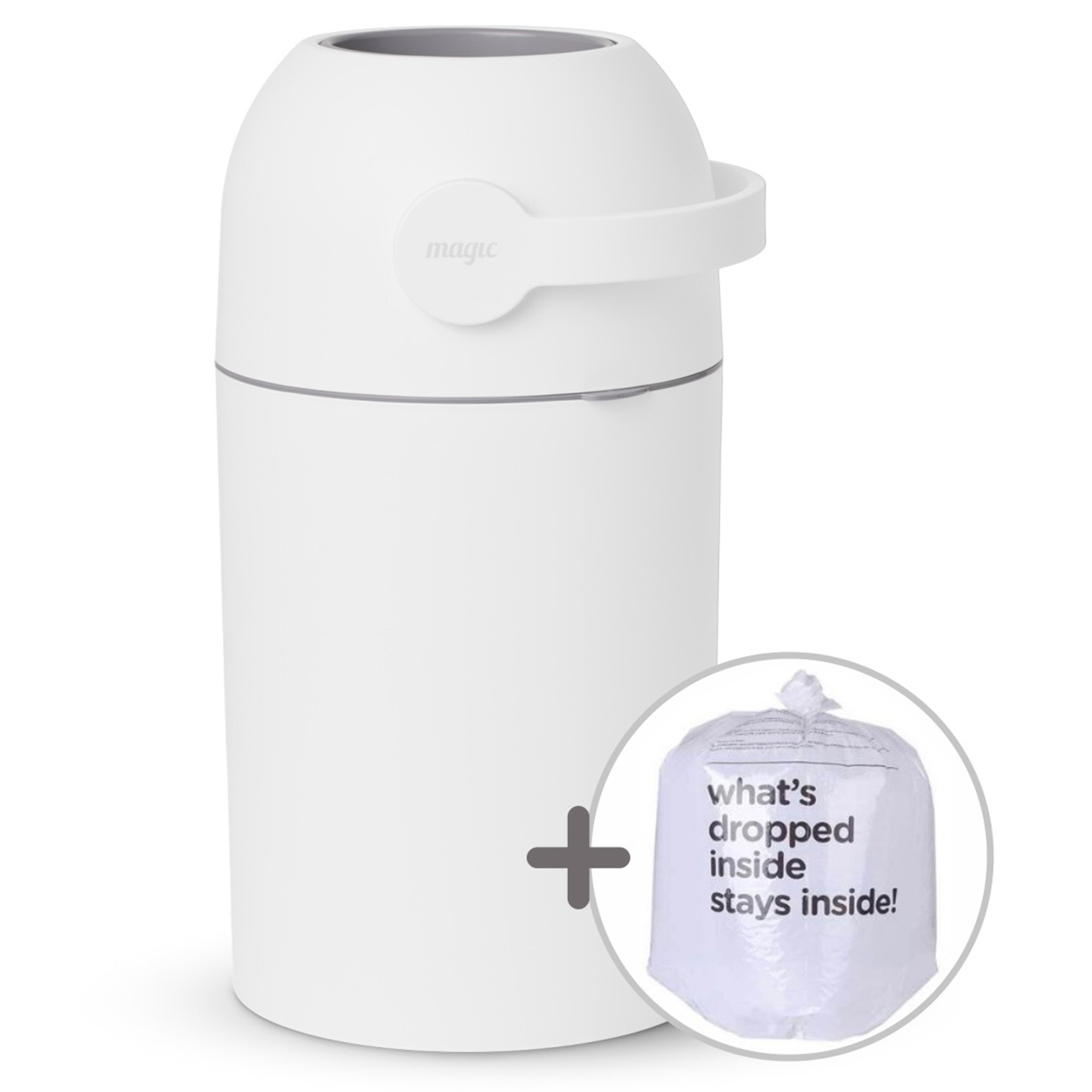 Magic Majestic, kosz na zużyte pieluchy, biały, 40 l + worki, 15 sztuk