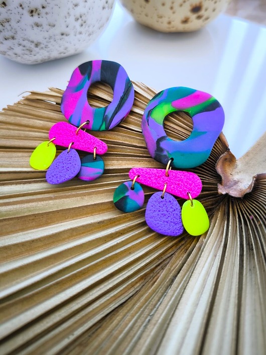 ETNO kolorowe kolczyki na sztyfcie