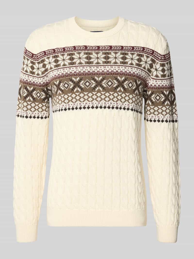 Sweter z dzianiny z prążkowanymi wykończeniami