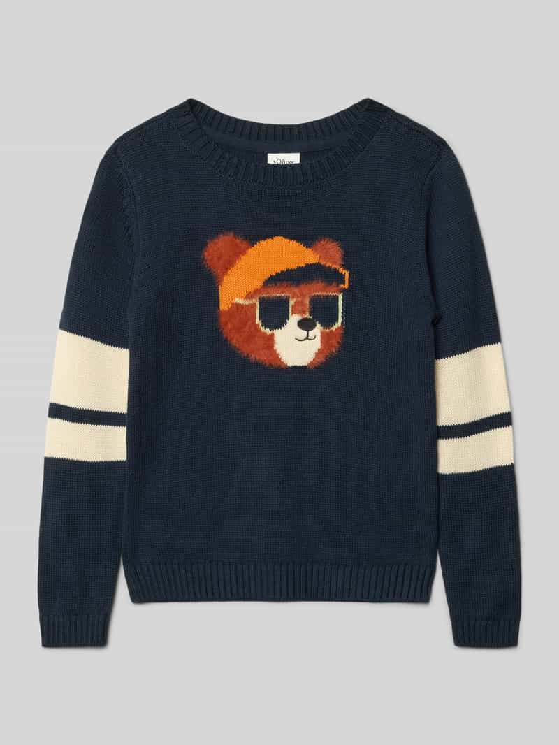 Sweter z dzianiny kroju regular fit z mieszanki bawełny