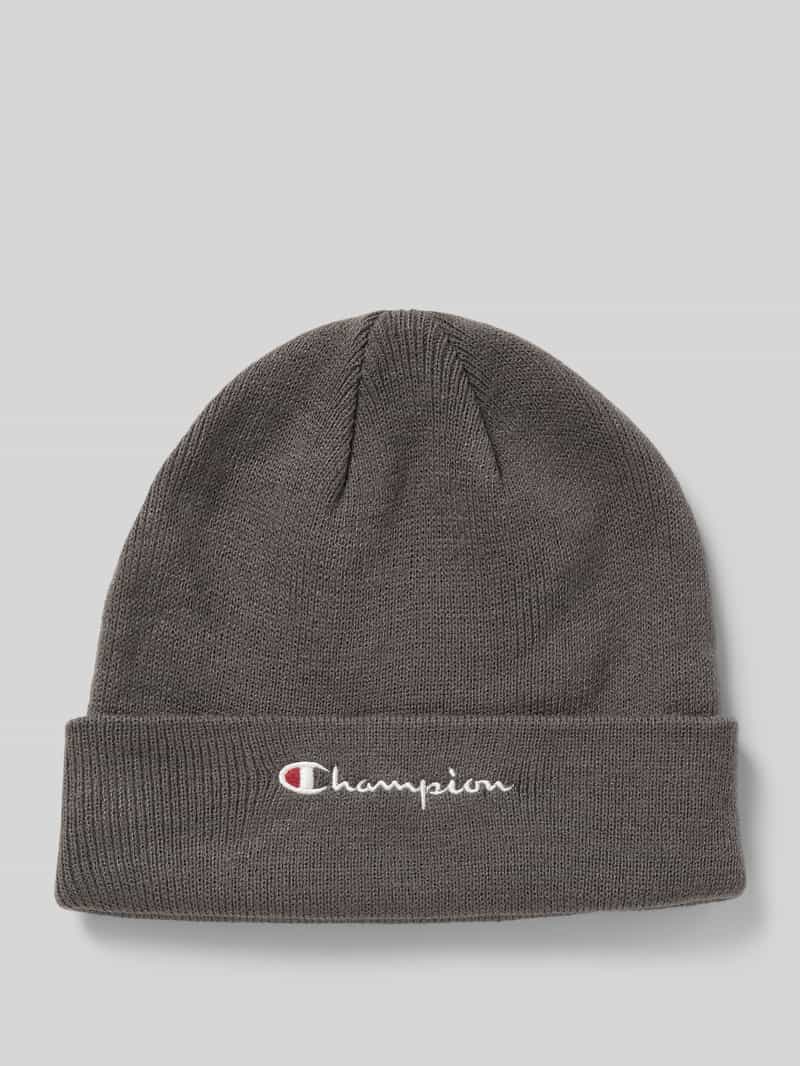 Czapka beanie z szerokim brzegiem i wyhaftowanym logo