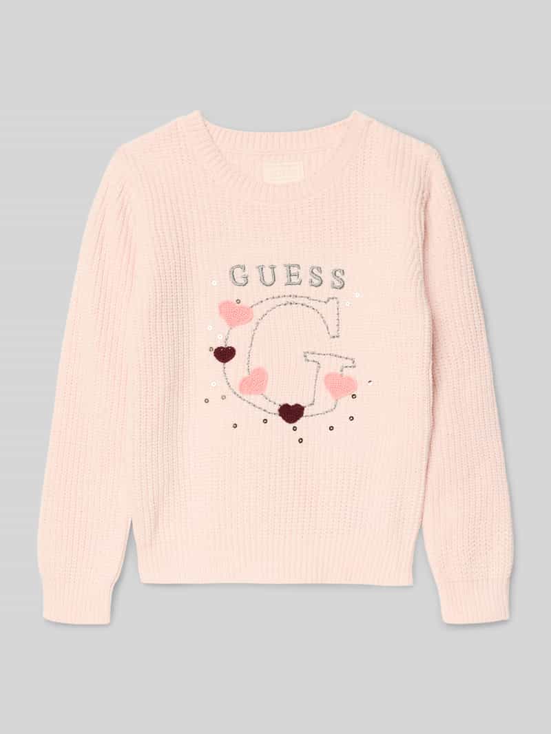 Sweter z dzianiny z detalem z logo