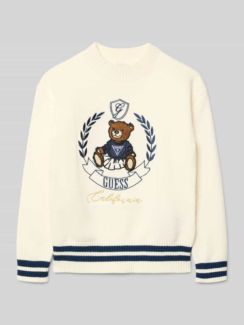 Sweter z dzianiny z wyhaftowanym logo